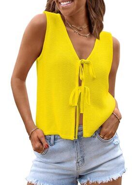 Women's Yellow Summer Tops Beach Vacation Spring Outfits Cute Trendy Sweater